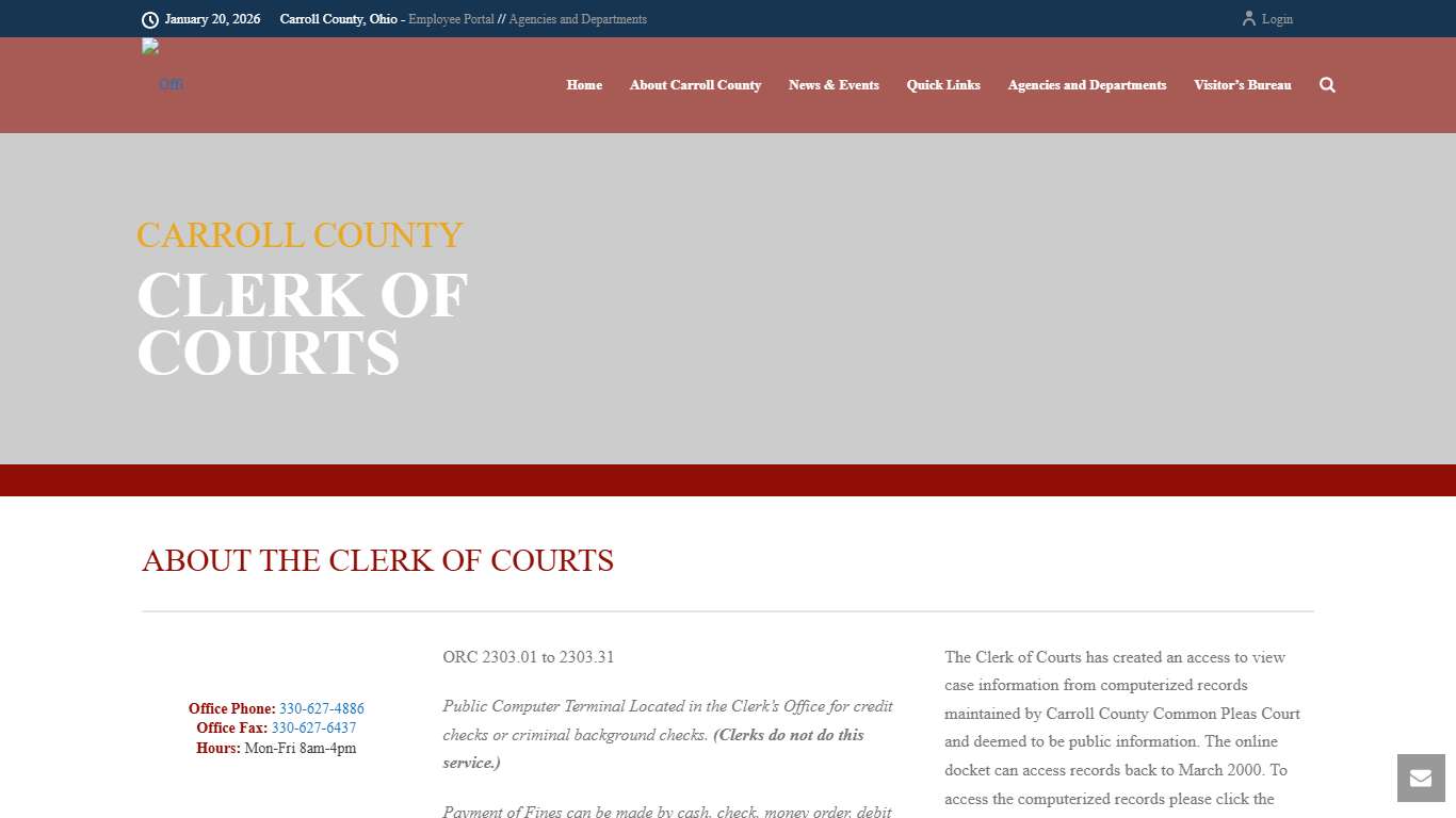 Clerk of Courts – Carroll County Ohio