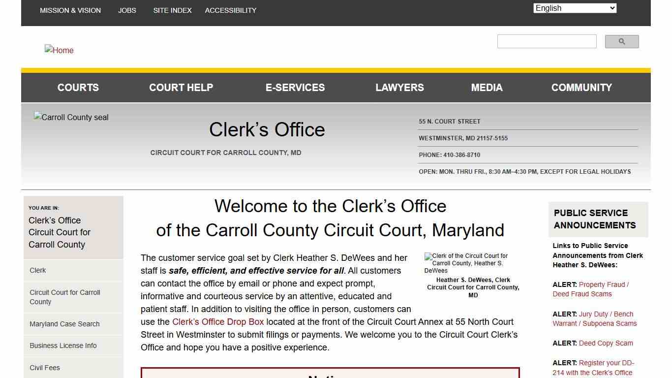 Welcome to the Clerk’s Office of the Carroll County Circuit Court, Maryland | Maryland Courts